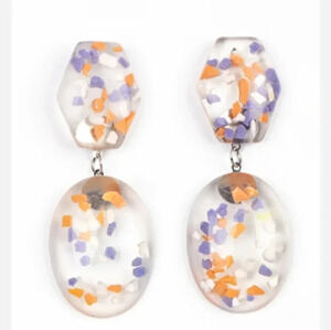 New Multicolor Confetti Flakes Orange Purple Clear Oval Acrylic Fashion …